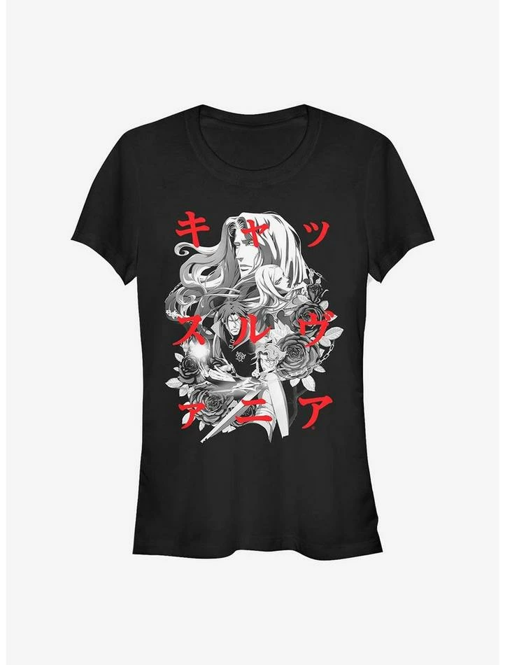 Deals โ๏ธ Castlevania Group Japanese Text ๐ง Girls T-Shirt ๐