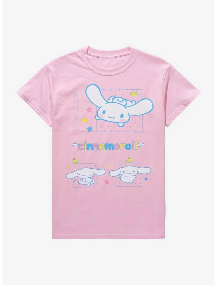 Buy π Cinnamoroll Pastel Pink Three Panel Boyfriend Fit π§ Girls T-Shirt β€οΈ