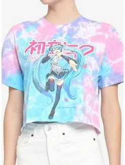 Best Pirce 😀 Hatsune Miku Tie-Dye 👧 Girls Crop T-Shirt 😀