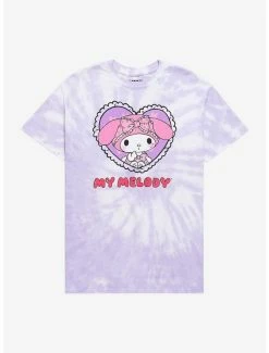 New 🛒 My Melody & Kuromi Pastel Tie-Dye Boyfriend Fit 👧 Girls T-Shirt 👏