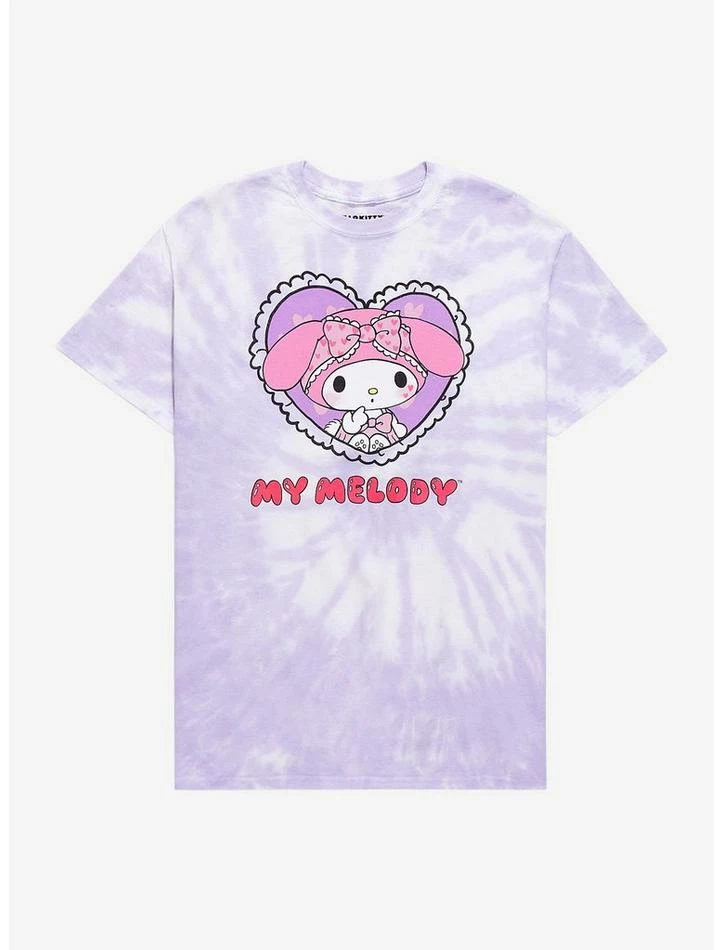 New ๐ My Melody & Kuromi Pastel Tie-Dye Boyfriend Fit ๐ง Girls T-Shirt ๐