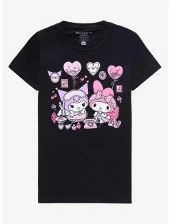 Wholesale 🎉 My Melody & Kuromi Black Slumber Party Pastel 👧 Girls T-Shirt 🎉