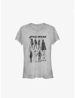Buy 🔔 Star Wars: Visions Inked Sketched Characters 👧 Girls T-Shirt 🌟