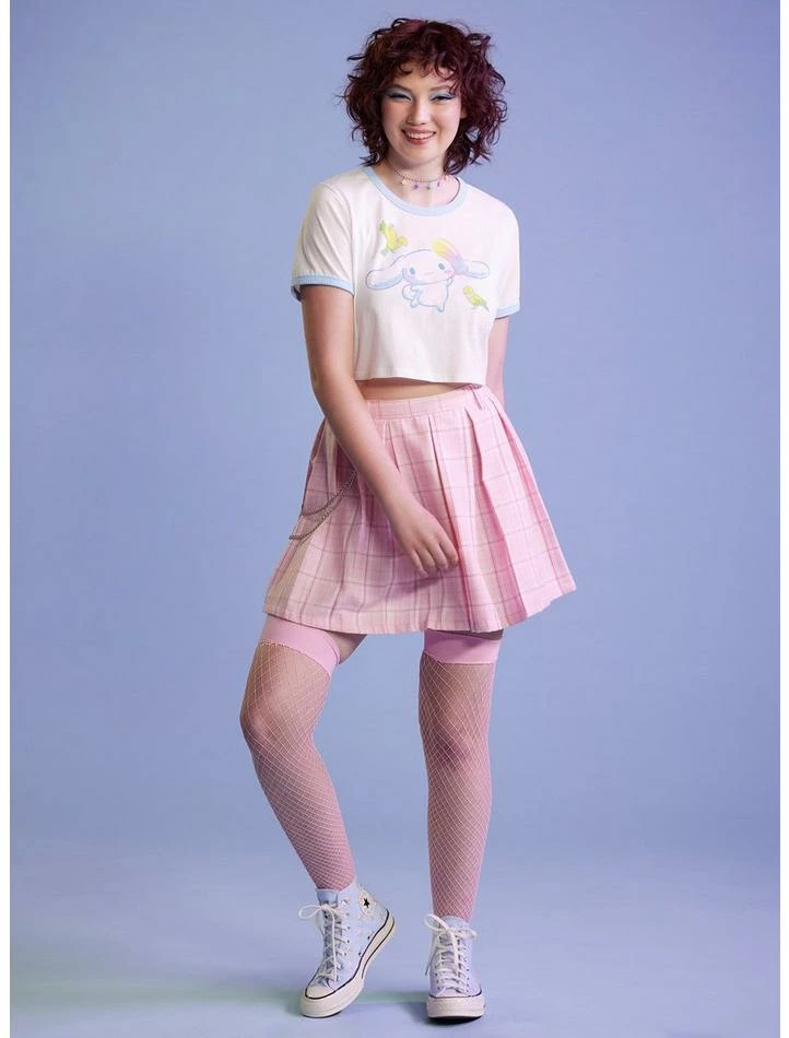 Hot Sale ๐คฉ Cinnamoroll Birds ๐ง Girls Crop Ringer T-Shirt ๐งจ - Image 2