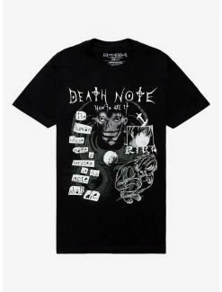 Best Pirce ✨ Death Note Rules & Character Collage Boyfriend Fit 👧 Girls T-Shirt 😀