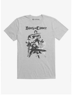 Cheap ✨ Black Clover Group Heather Grey T 👕 Shirt 🌟