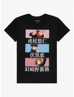 Best Pirce 👍 Jujutsu Kaisen Trio Japanese Names Boyfriend Fit 👧 Girls T-Shirt 🛒