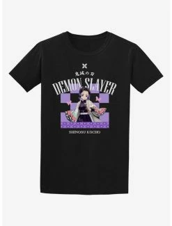 Cheap 🔥 Demon Slayer: Kimetsu No Yaiba Shinobu Checkered Boyfriend Fit 👧 Girls T-Shirt ✨
