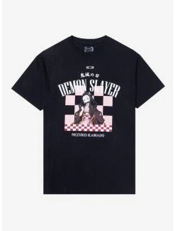 Coupon 🌟 Demon Slayer: Kimetsu No Yaiba Nezuko Checkered Boyfriend Fit 👧 Girls T-Shirt 👏