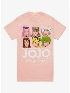 Deals 🎉 JoJo's Bizarre Adventure: Stone Ocean Pink Panel Boyfriend Fit 👧 Girls T-Shirt ⌛