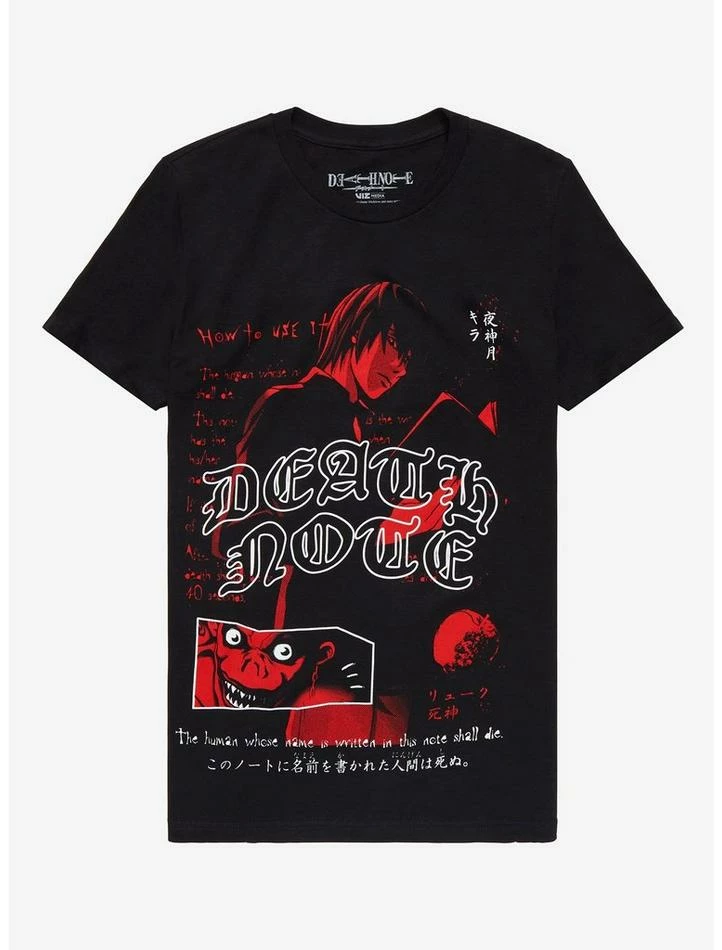 Coupon π€© Death Note Light & Ryuk Red Collage Boyfriend Fit π§ Girls T-Shirt π