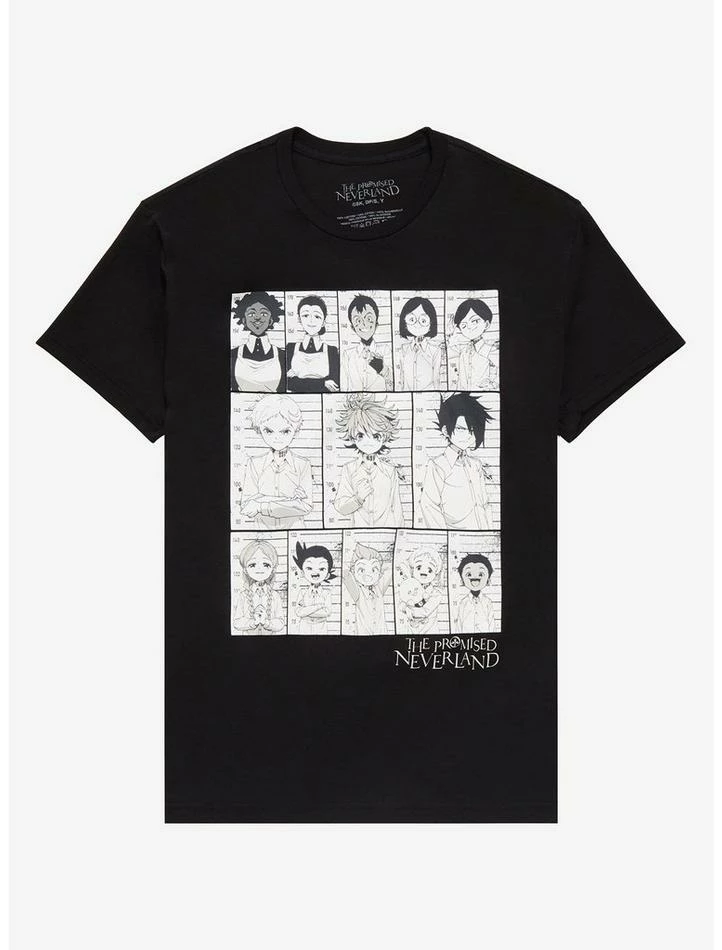 Promo π The Promised Neverland Black & White Grid Boyfriend Fit π§ Girls T-Shirt β€οΈ