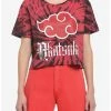 Budget 🤩 Naruto Shippuden Akatsuki Red & Black Tie-Dye 👧 Girls Crop T-Shirt 🌟